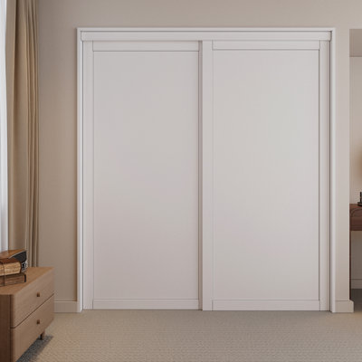 80" White Prefinished 1/3-Lite Panel Sliding Closet & Pantry Door with Complete Hardware Kit & Handle