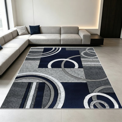1PC Modern Geometric Abstract Circle & Block Pattern area rugs for Living Room, Soft, All seasons, Easy-maintain, Washable Indoor mat, Farmhouse suitable for dining room, bedroom, home office, entryway, kitchen, hallway, Home Decor, Outdoor Decor.