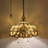 Estado Tiffany Pendant Lights Fixture Plug in Gold Stained Glass Baroque Style LED Bulbs 16”W*16”D*75”H