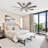 Lisa 60" Windmill Large Ceiling Fan with 3CCT LED Lights and Remote Control, 6-Speed Reversible DC Motor, 5"/10" Downrods-658307220