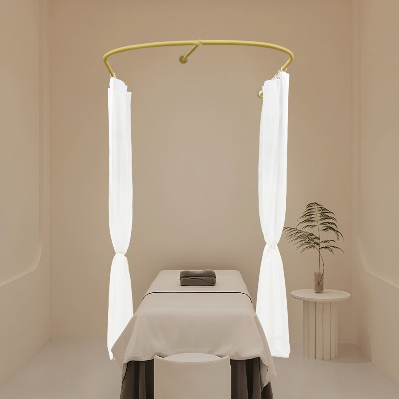 Séparateur de rideau / cloison de salon de beauté en U avec rideau, Doré