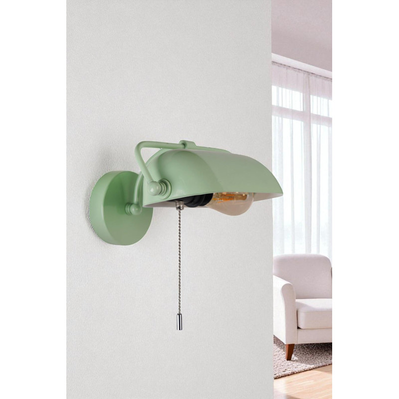 Mint Wall Lamp with Metal Body, 19.0 Inches Height | Base Plate Ø4.7 x 1.2 Inches | On/Off Switch, E27 Socket (Max 40W) | Stylish Indoor Lighting for Modern Decor, IP20 Rated, Bulb Not Included