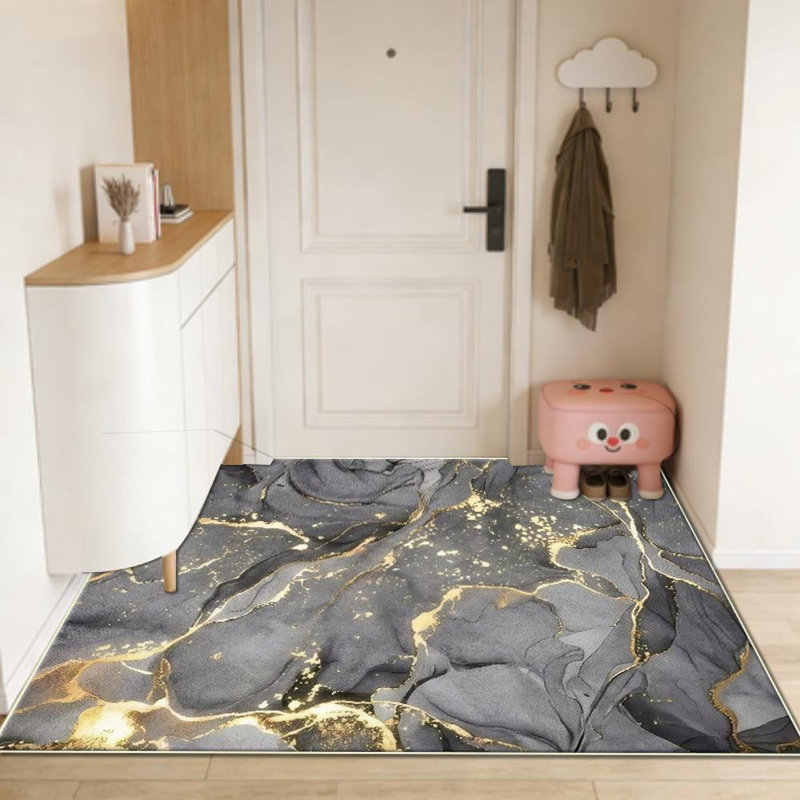 Marbled Gold Area Rug, Soft And Lightweight, Suitable For All Seasons, Easy To Maintain And Easy To Clean, Machine Washable Carpet Floor Mat, Suitable For Living Room, Bedroom, Dining Room, Hallway, Balcony, Room Decor, Home Decor, Outdoor Decor