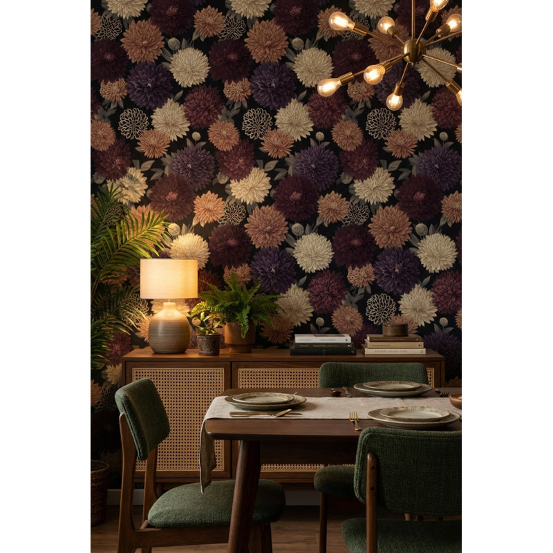 Papier peint floral rétro, Peler et coller