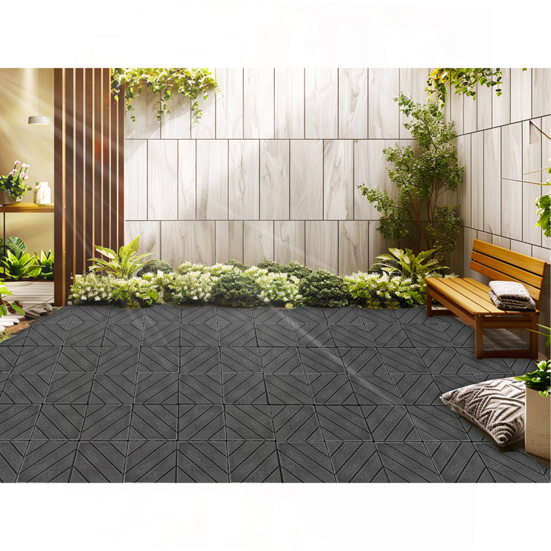 Ensemble de tuiles de terrasse en plastique composite de 35 pièces, Gris foncé
