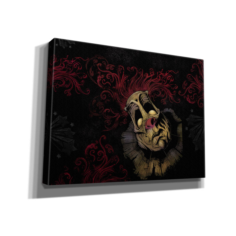 Bernardyn Rageon, clown foncé sur toile, H 12 po x l 16 po x P 0,75 po