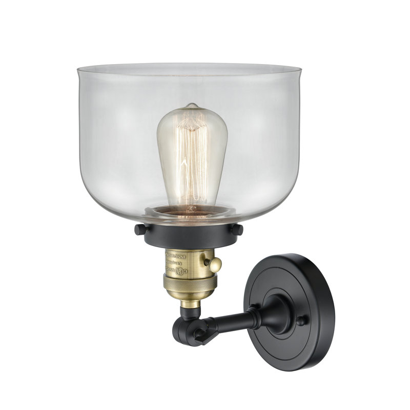 Bell - 1 Light 8" Sconce, 3.5 Watt Vintage LED Bulb, Clear, Black Antique Brass