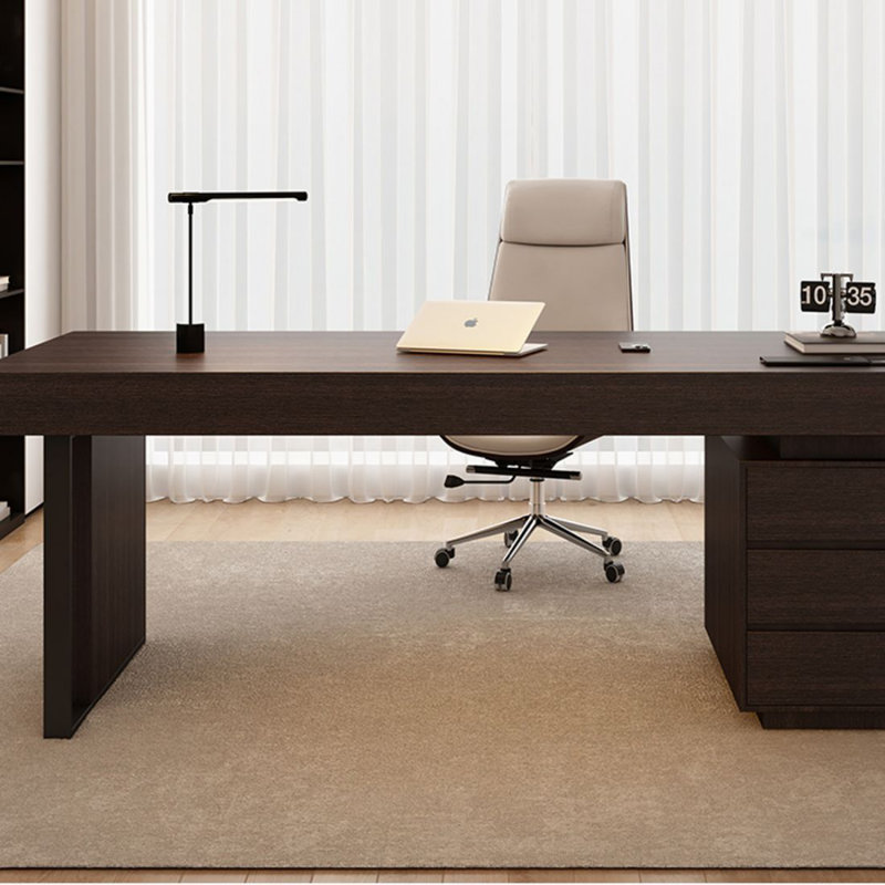 Bureau rectangulaire avec tiroirs en bois massif de couleur fumée, 29.53" H*78.74" W*27.56" D