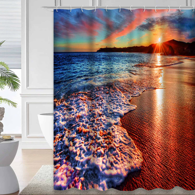 Rideau de douche avec 12 crochets Beach, L 72 po x l 72 po