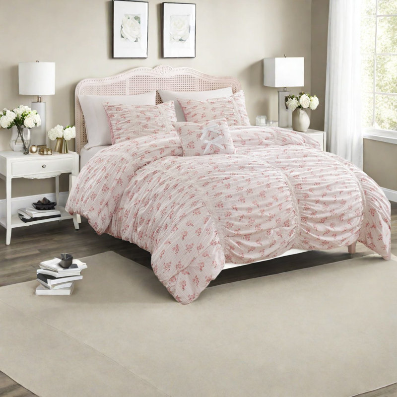 Ensemble de literie rose simple TG simple, édredon en microfibre
