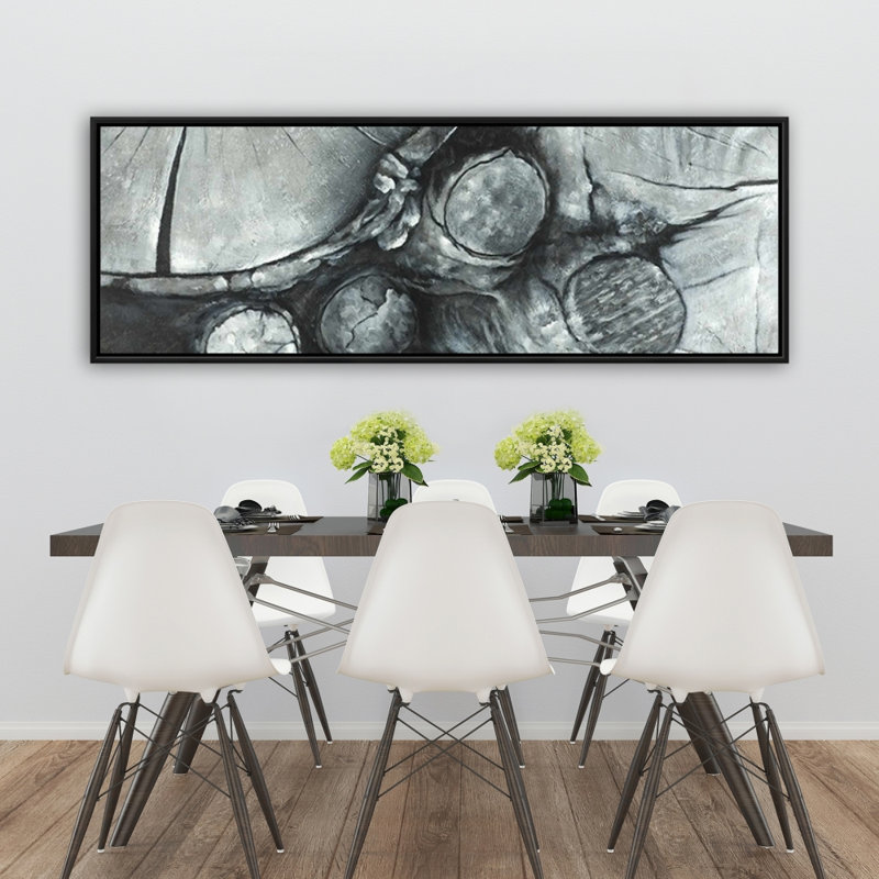 Bûches texturées en bois - Toile encadrée noire pour la décoration intérieure