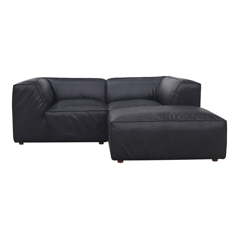 Foley 3 - Genuine Leather Modular Sectional, Black Top Grain Leather
