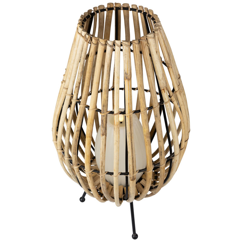 Porte-bougie en rotin et fer - 17 po - Rotin naturel
