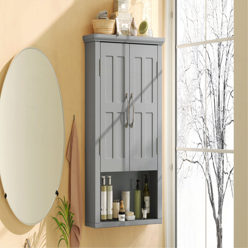 Armoire de salle de bain murale, armoire murale multifonctionnelle avec tablettes réglables, armoire à pharmacie pour la salle de lavage et la cuisine et le salon
