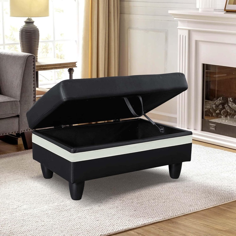 35'' Ottoman With Storage, White