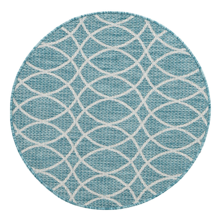 Light Aqua Gitter Indoor/Outdoor Trellis Rug