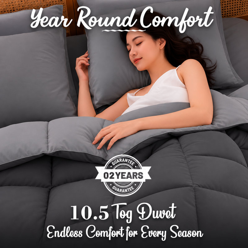 Pamposh Duvet 10.5 2Tone Hypoallergenic Coverless Duvet King Size Thick Cosy Quilt for All Season Anti Bacterial, Double