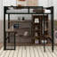 Lit mezzanine double en métal avec tablettes de rangement pour garde-robe de bureau intégrées