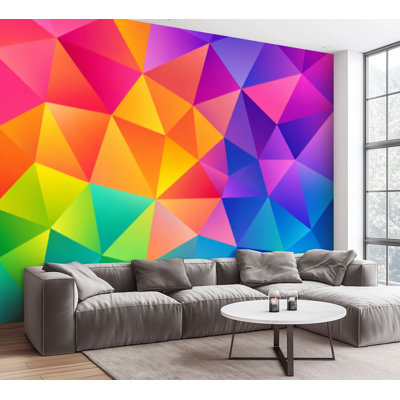 Wall Mural Peel and Stick Wallpaper Color Blend Rainbow Trendy Low Self-Adhesive Removable Contact Paper Wall Decor for Living Room Bedroom 100"H x 144"W