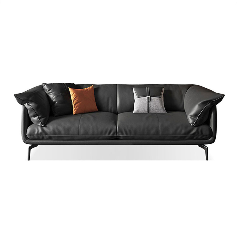 Causeuse-coussin standard en cuir véritable noir