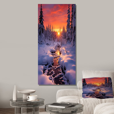 Rose et jaune en hiver lever de soleil III - paysage d'hiver