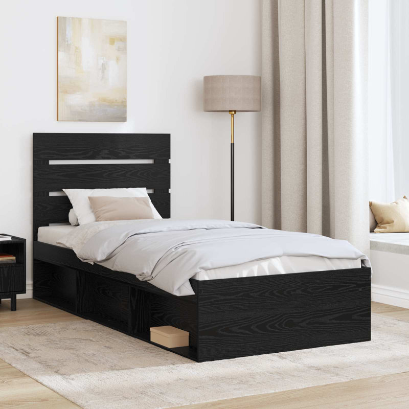 Solid Wood Bed, Black, Small Single (2'6)