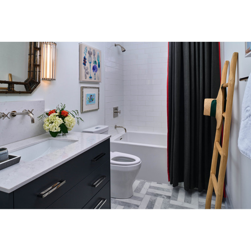 Sydney 72'' L Bathtub, White, Left, Satin Brass