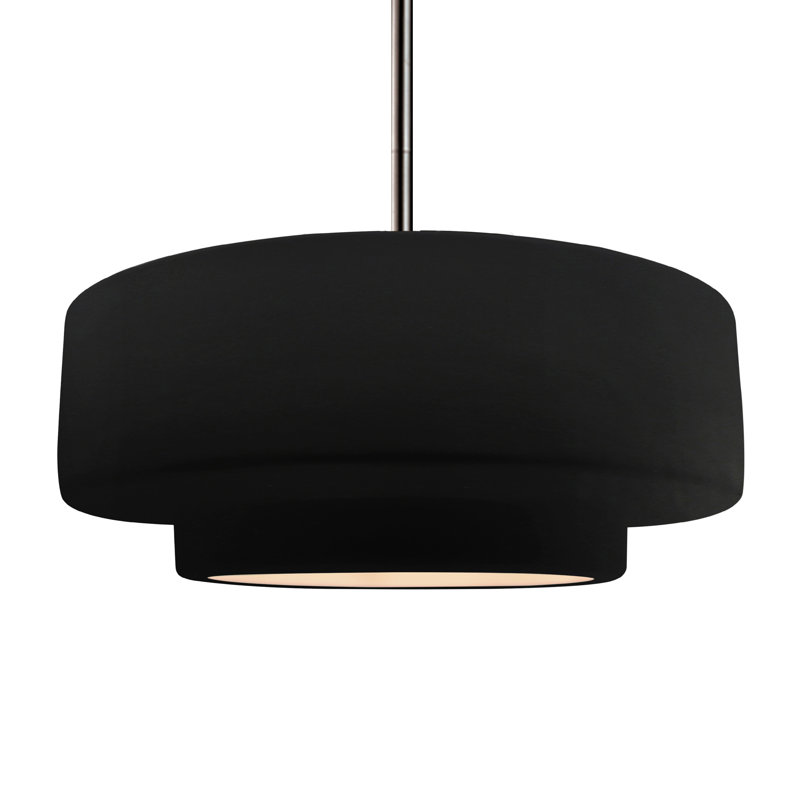 Luminaire suspendu à 1 lumière Meydan, Noir carbone mat / or champagne, H 6 po x l 16,25 po x P 16,25 po, Nickel brossé