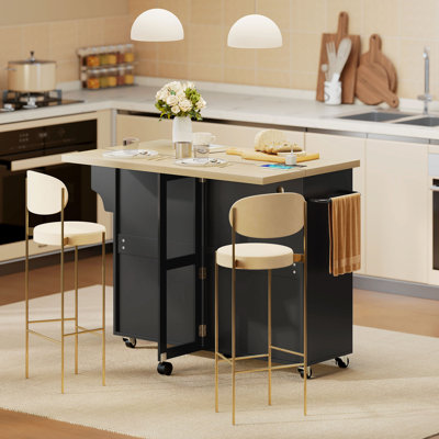 Îlot de cuisine avec station de rangement et de charge, chariot de cuisine roulant