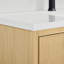Meuble-lavabo double mural Isola WM 60 po en chêne scandinave, comptoir en quartz blanc, lavabos carrés encastrés (1 trou), garniture noire mate-134514853-134514857