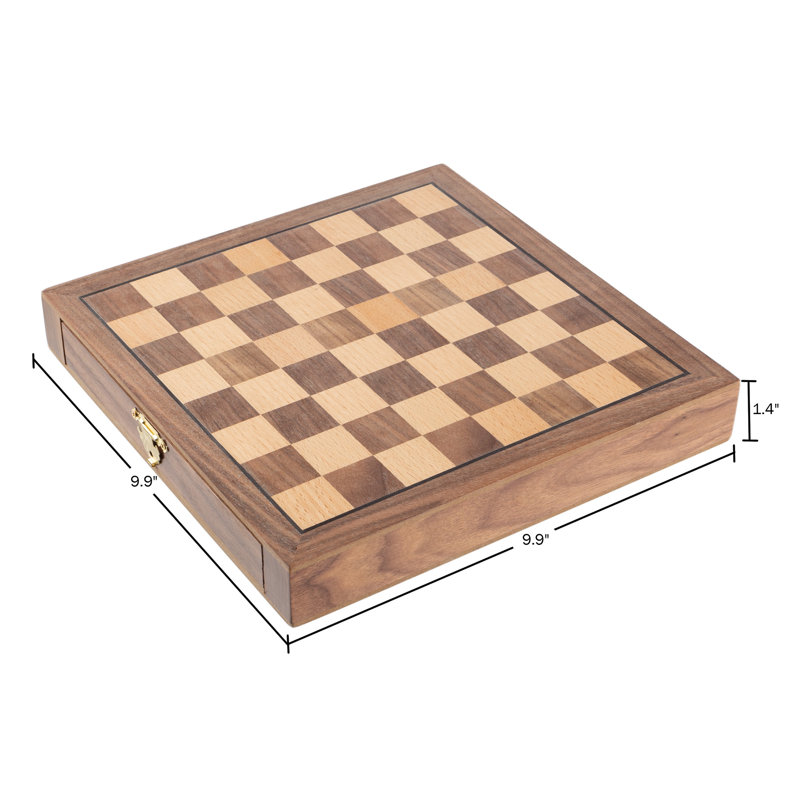 Elegant Magnetic Walnut-Style Chess Set with Polished Staunton Pieces