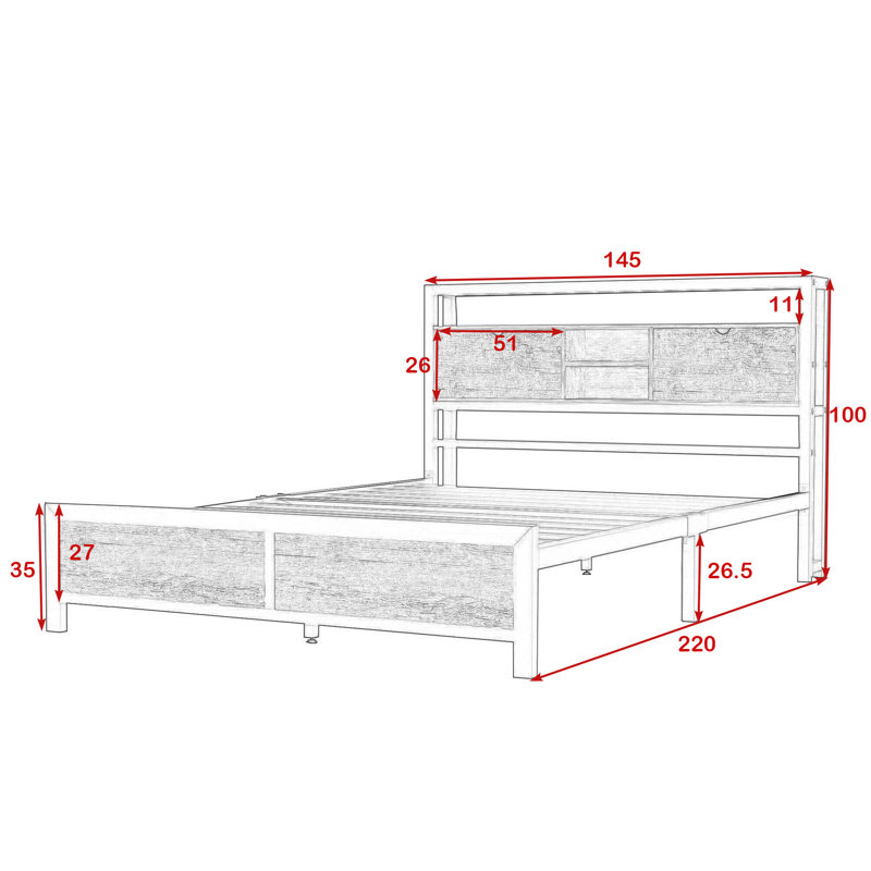 Deerfin Bed, 140 x 200cm