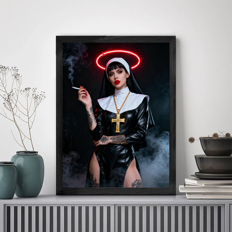 Reproduction d'art encadré noir rétro, H 11 po x l 9 po