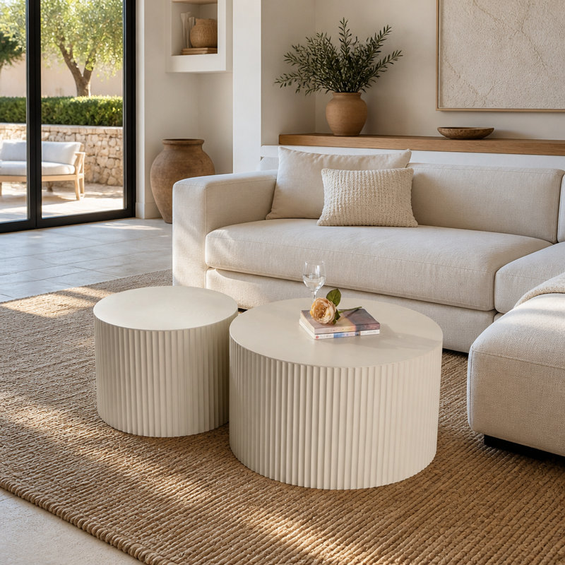 Ensemble de 2 tables basses gigognes Beige
