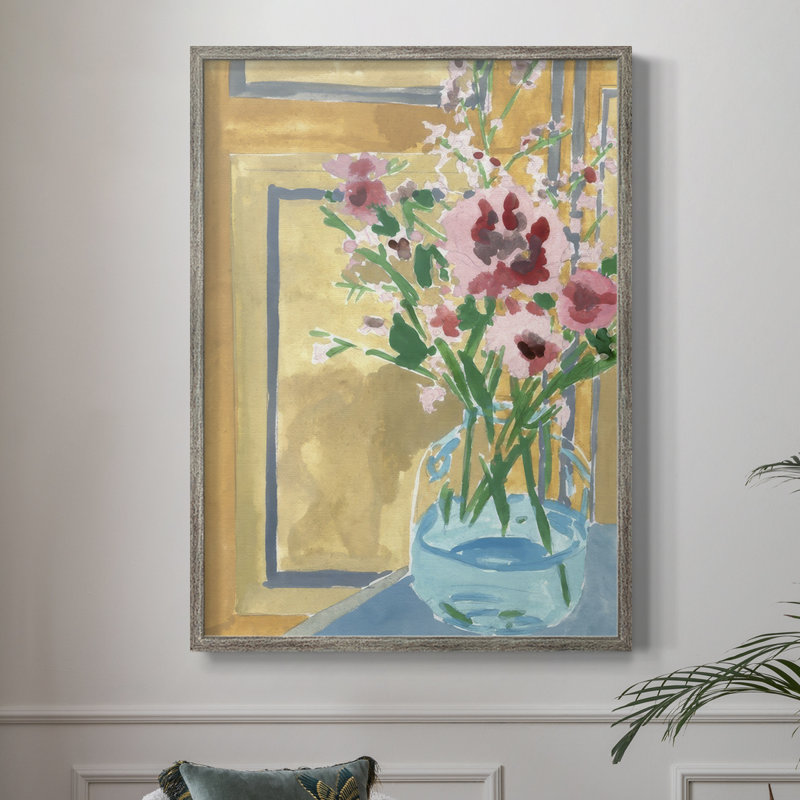 Fleurs en bouteille I, reproduction encadrée - bois massif