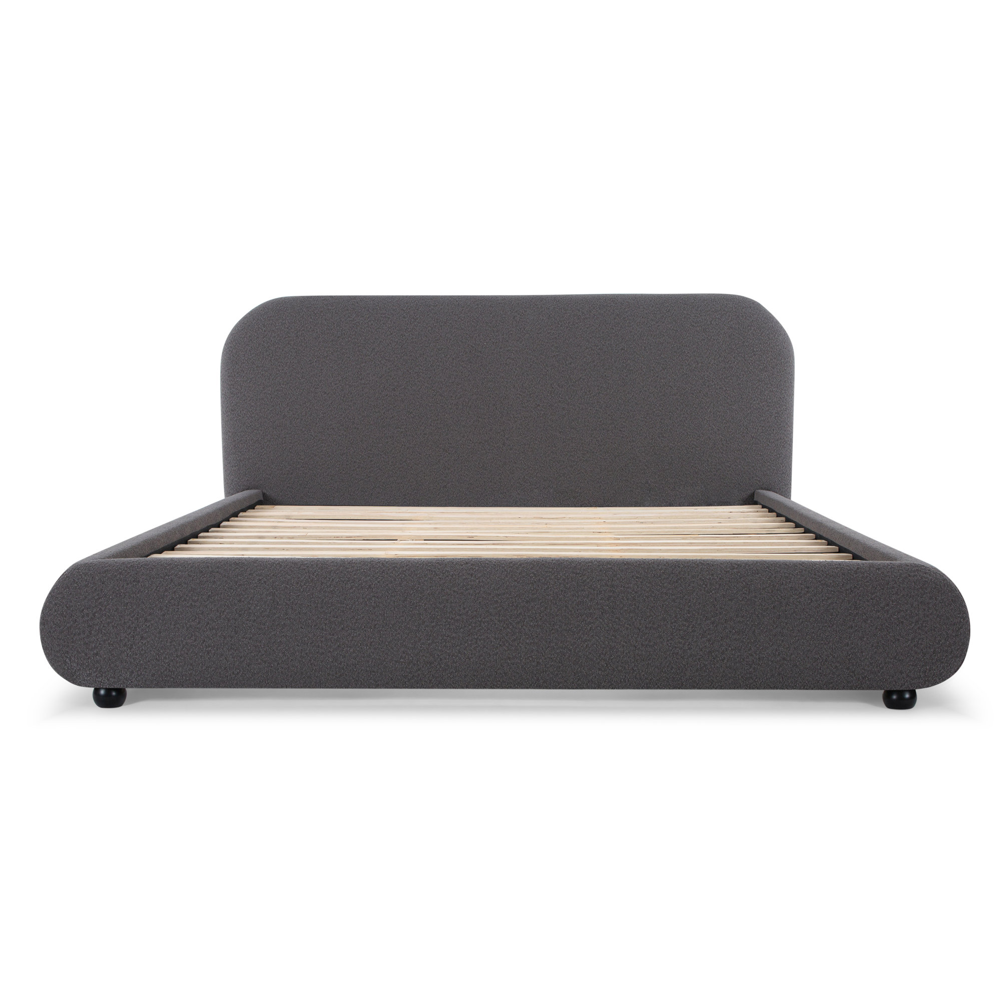 Reggie Upholstered Platform Bed, Dark Grey Performance Boucle, King