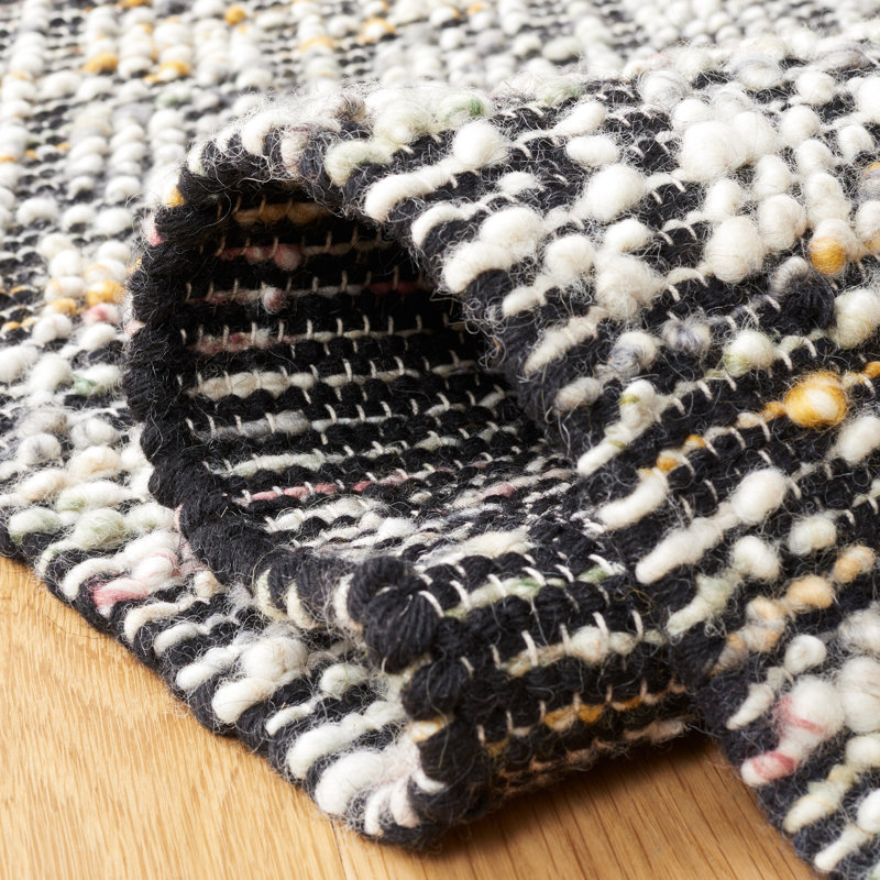Natura Hand Woven Wool/Cotton Geometric Rug in Yellow/Black/Ivory, Rectangle 4' x 6'