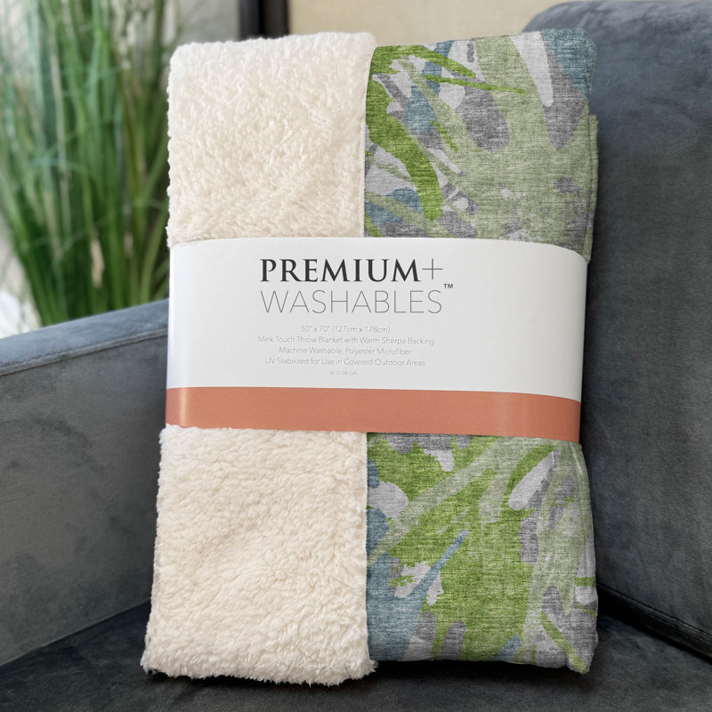 One Pixie Street 50" x 70" Sherpa Throw Blanket, Lime;Teal;Gray