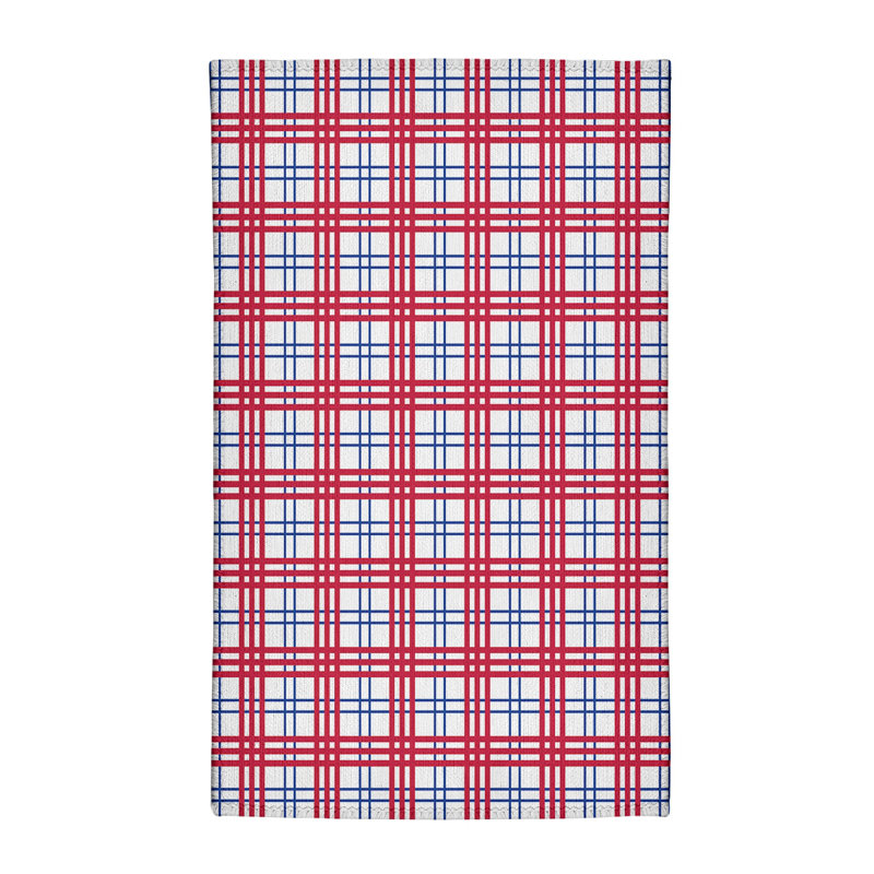 Tapis rouge / blanc à carreaux, Rectangle 5 pi x 7 pi