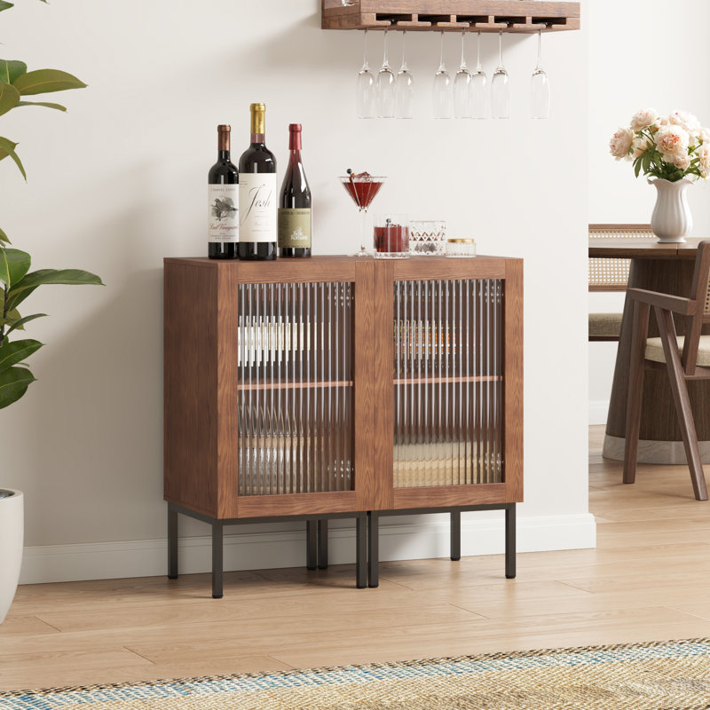 Wine Cabinet Set With 2 Doors, Brown