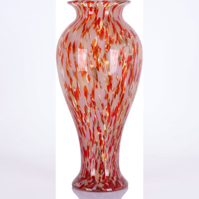 Red Glass Bottle-Shaped Vase