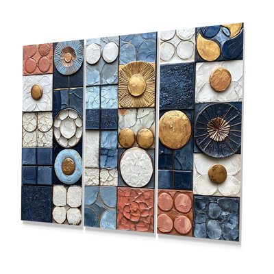 «Abstract Blue and White Rhythms Tiles III», ensemble d'art mural abstrait