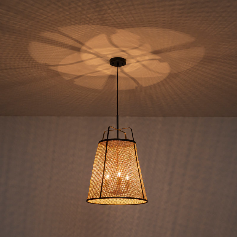 Luminaire suspendu conique tissé 3 lumières Airy, H 19,7 po x l 14,2 po x P 14,2 po