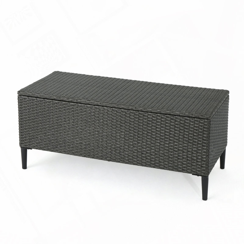 Banc de rangement en rotin pour l'extérieur, Gris