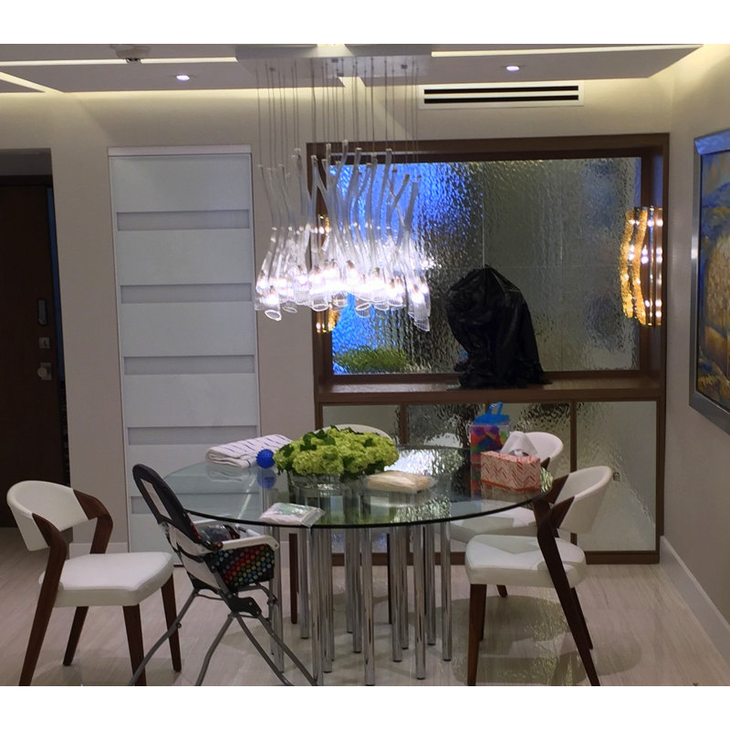 Cornetto 18 - Light Pendant, 96" H x 24" W x 24" D, Frosted Milk White, Silver