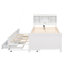 Lit plateforme simple avec tête de lit, USB, lit gigogne simple et 3 tiroirs, blanc