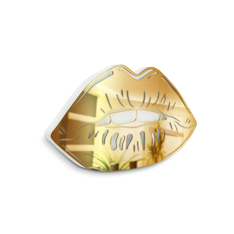 Lips Silhouette Wall Decor, 10" H x 19" W x 1" D, Gold Mirrors