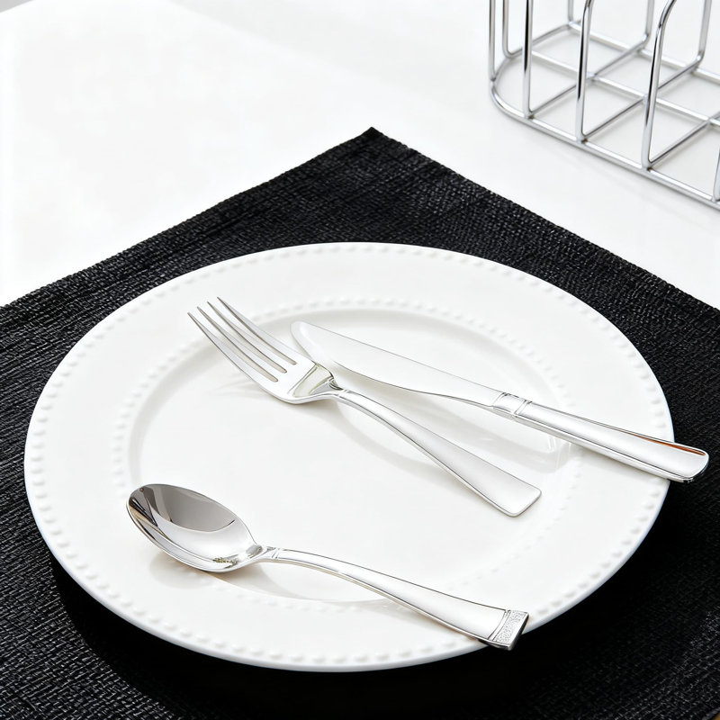 Ensemble de couverts 20 pièces pour 4, ensemble de couverts en acier inoxydable 18/10 avec bord perlé, ensemble de couverts polis miroir pour un usage quotidien, va au lave-vaisselle