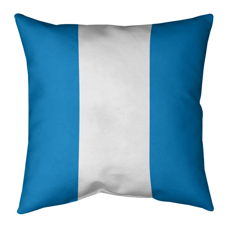 Coussin décoratif d'intérieur/d'extérieur, 16 po x 1 po, Bleu poudre / Blanc