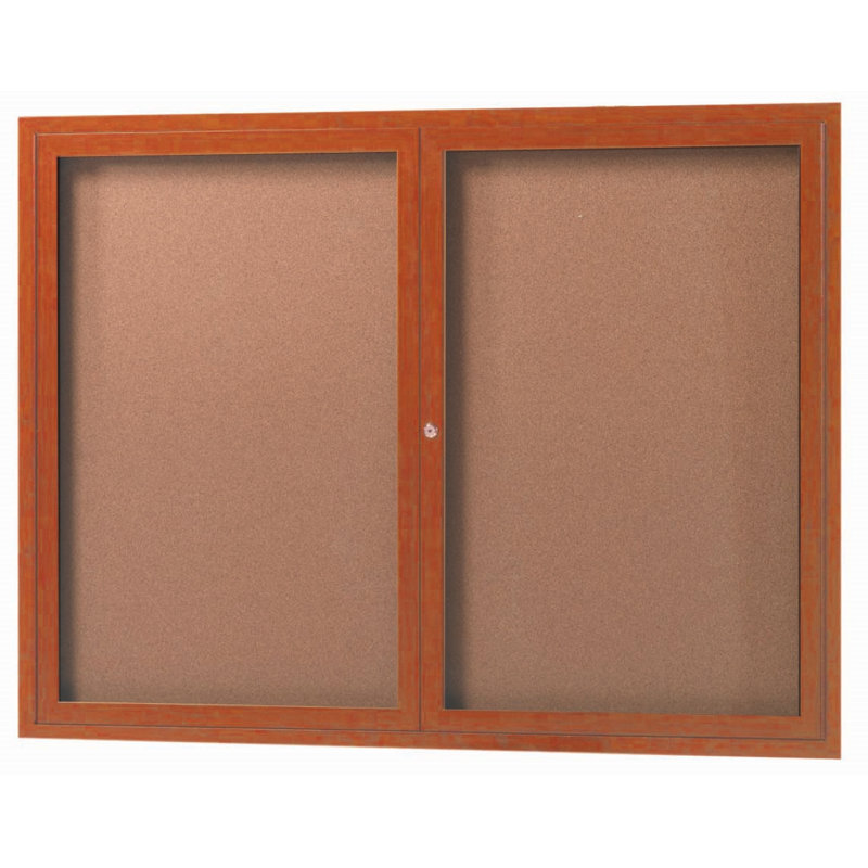 Tableau d’affichage mural en aluminium encastré, Bois de chêne, Deux, H 36 po x l 48 po